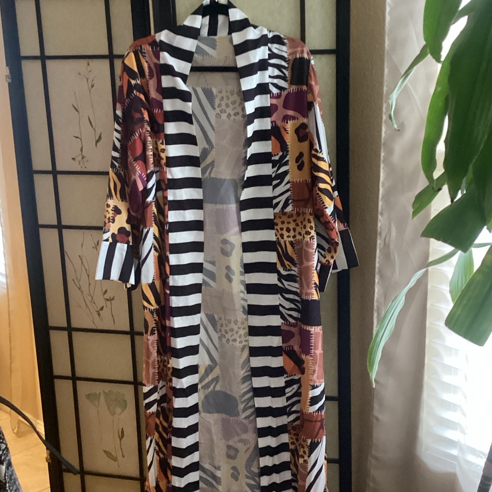 Colorful African Print Floor Length Duster